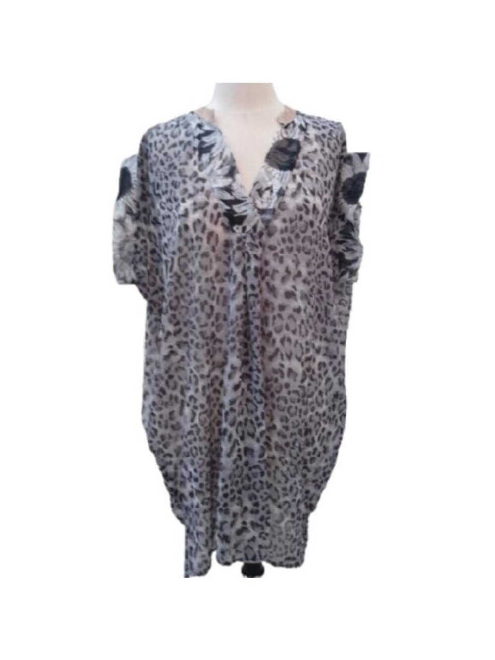 Adele Altman Roma Swim Cover-up, Black/White/Grey, size 1X